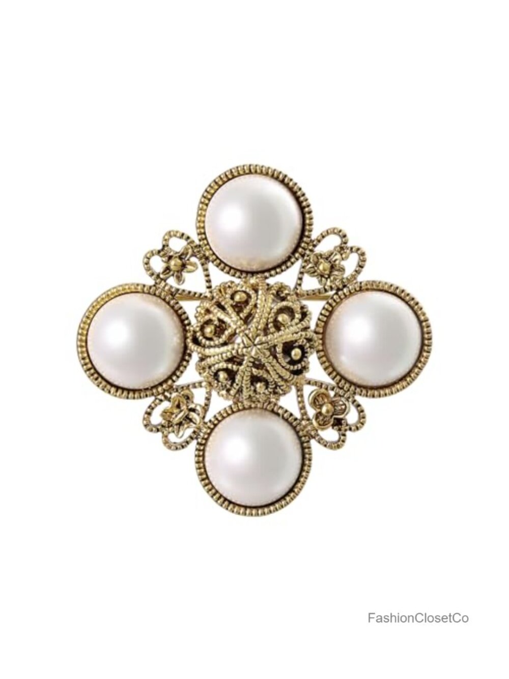 Vintage Baroque Pearl Brooch Pin for Women Alloy Pearl Statement Jewelry
